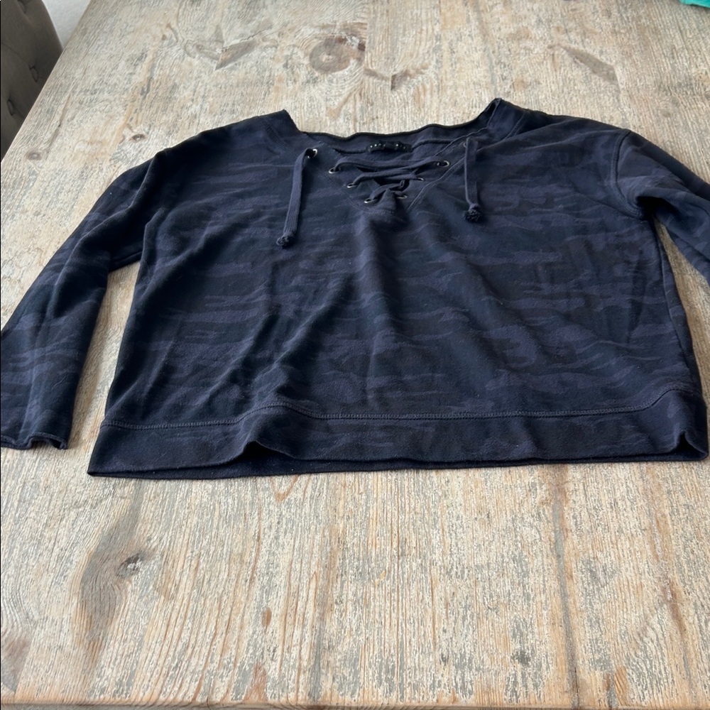 Sanctuary Black Lace-Up Sweatshirt